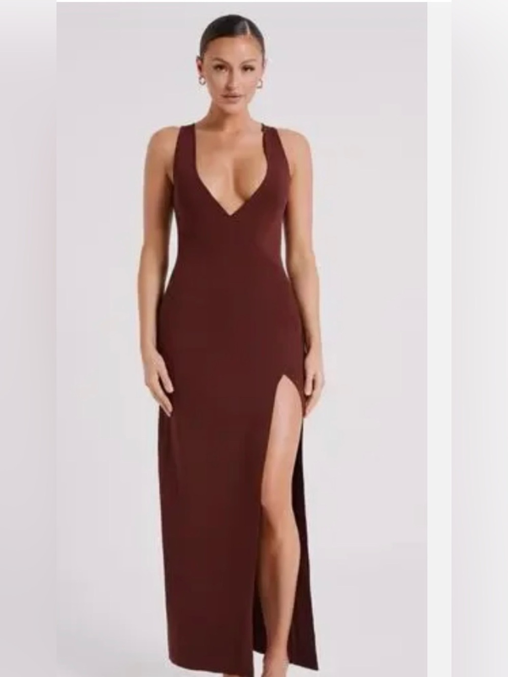 Meshki Burgundy Sleeveless Wrap Maxi Dress